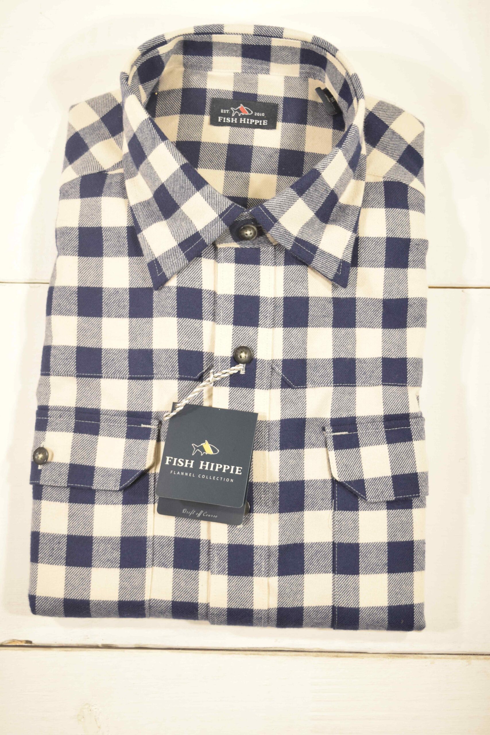 Fish Hippie Henny Plaid Flannel Gale Navy