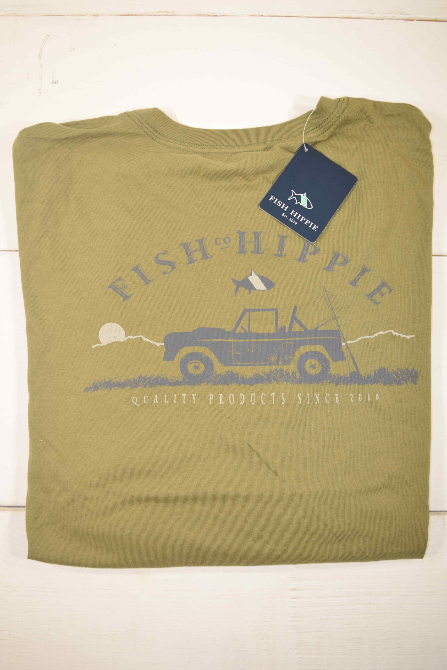 Fish Hippie Long Sleeve Moss Green Company Tee