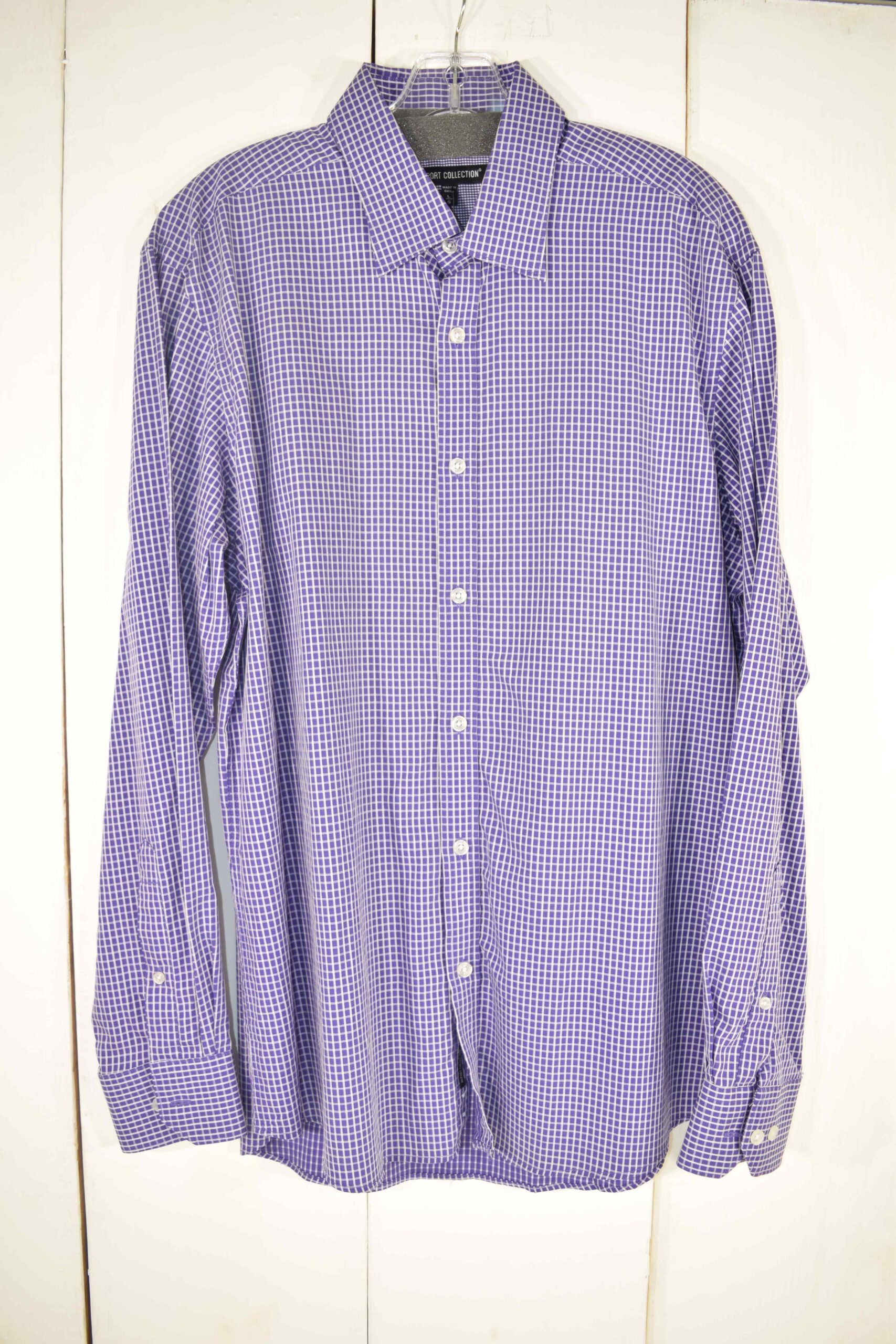 Report Collection Plum/White Checked Dress Shirt