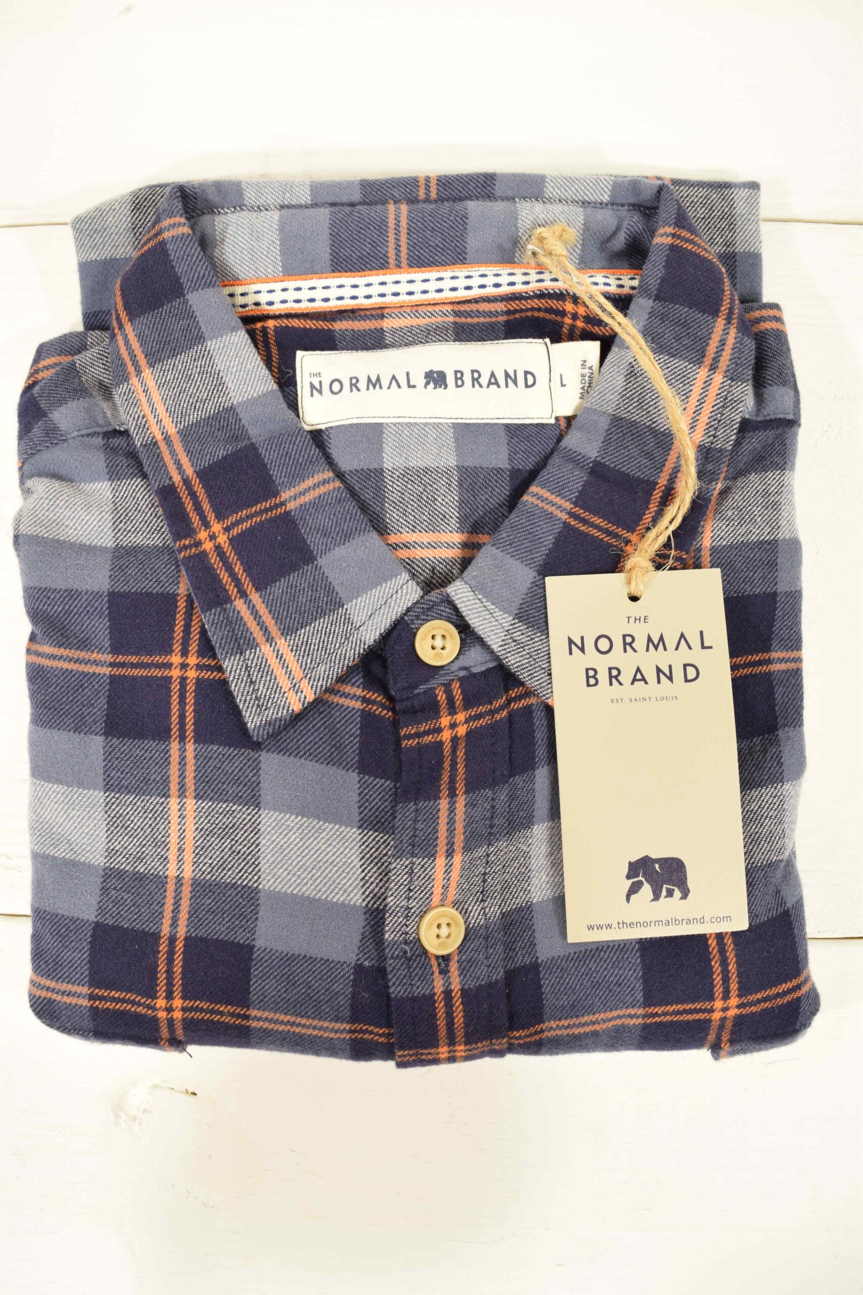 Normal Brand Conrad Woven Navy/Orange Flannel