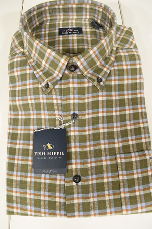 Fish Hippie Hunter Green Lowbridge Flannel
