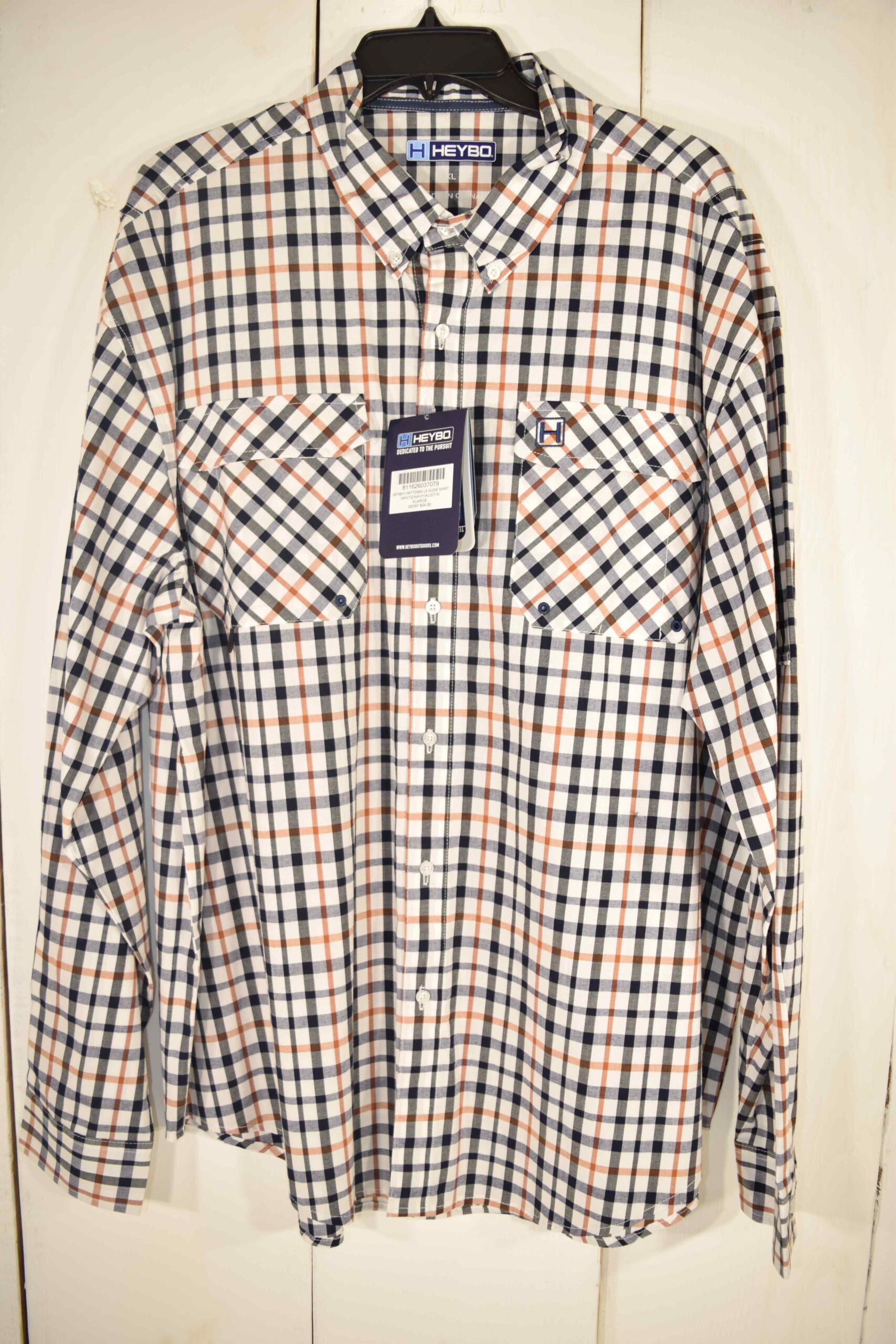 Heybo White/Navy/Orange Plaid Shirt
