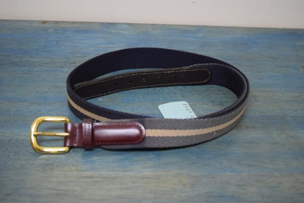 Cloth Belt Navy Khaki Stripe