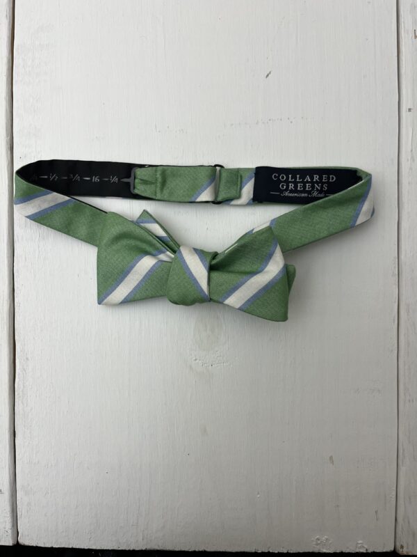 Collared Greens Green Wide Stripe Bow Tie