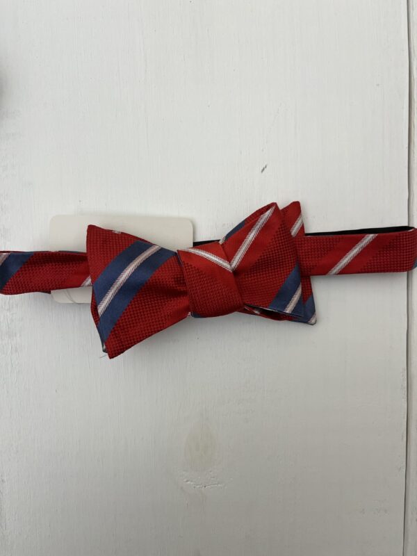 Collared Greens Red/Navy Wide Striped Bow Tie