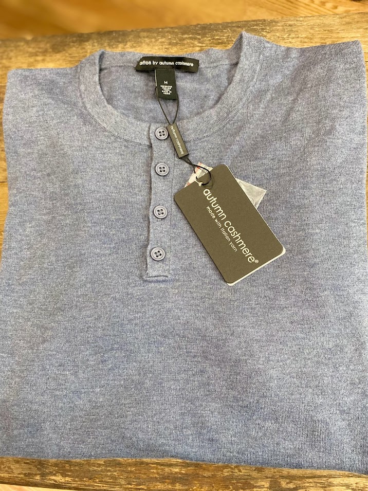 Autumn Cashmere Placket Henley Blue Smoke